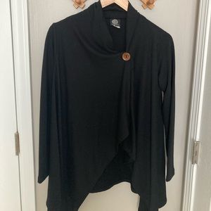 Black Button Neck Cardigan
